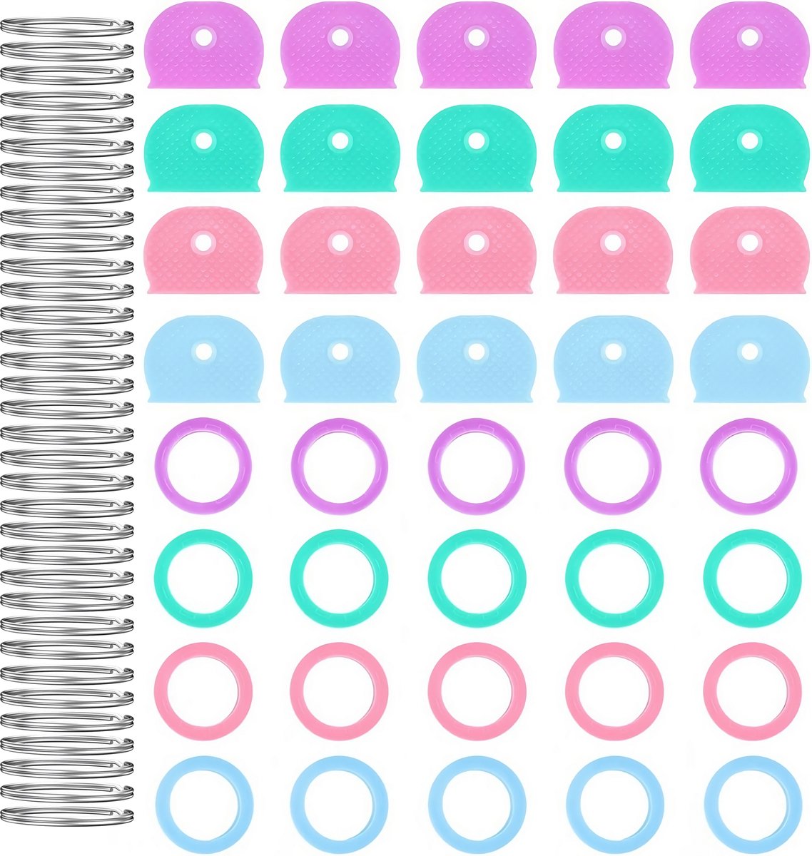 40 Stuks Sleutelhoesjes met 40 Sleutelringen 25mm - Sleutellabels Onderscheider - Sleutelkapjes Sleutelhangers - Sleutelbeschermer Tags voor Volwassenen - Sleutel Hoes/Caps - Sleutelhoes Labels met Ring - Keychain Sleutelhouder - Key Sleutelclip
