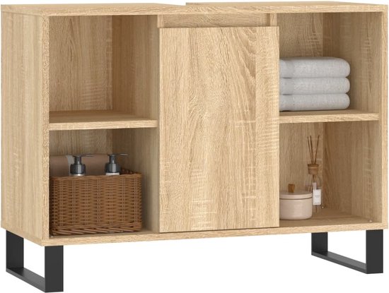 vidaXL Badkamerkast 30x30x190 cm bewerkt hout sonoma eikenkleurig