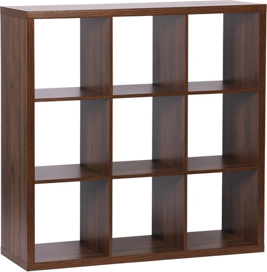 sweeek - Bibliothèque cubique à 3 niveaux avec 9 compartiments, l 111,2 x p 39 x h 111,2 cm