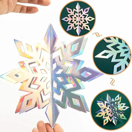 Jojoy - Guirlandes de Noël avec flocons de neige scintillants - Décoration de Noël - Guirlande de Noël - Noël - Neige - 6x Flocon de neige de différentes tailles - HOLOFLAKE