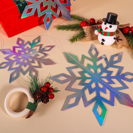 Jojoy - Guirlandes de Noël avec flocons de neige scintillants - Décoration de Noël - Guirlande de Noël - Noël - Neige - 6x Flocon de neige de différentes tailles - HOLOFLAKE