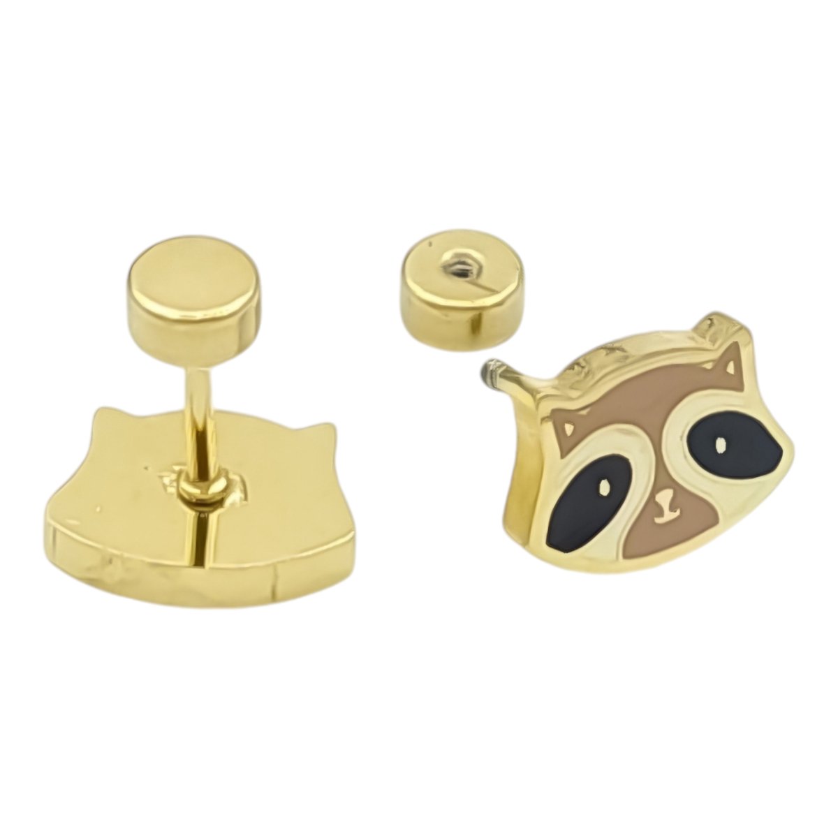 Wasbeer oorknopjes voor meisje - Premium gold-plated staal - 7 x 9 mm