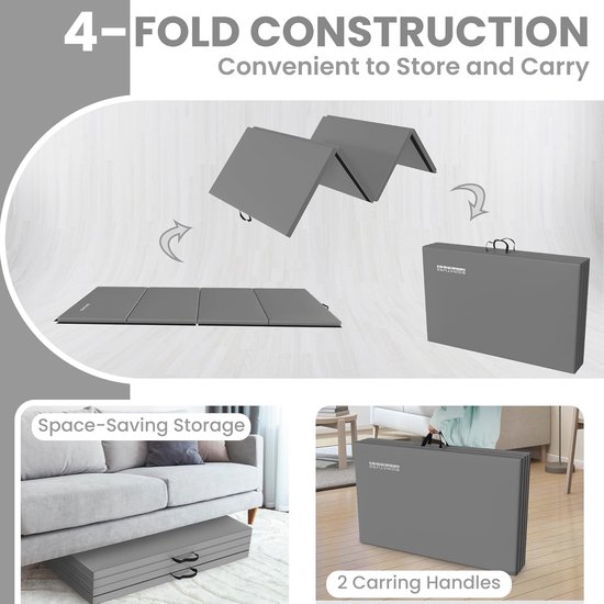 Multifunctionele gymnastiekmat - Extra dik en scheurvast - 122 x 30 x 5 cm — afbeelding 3