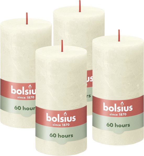 Bolsius - Rustieke Kaars - 4 Stuks - Ivoor - 13cm