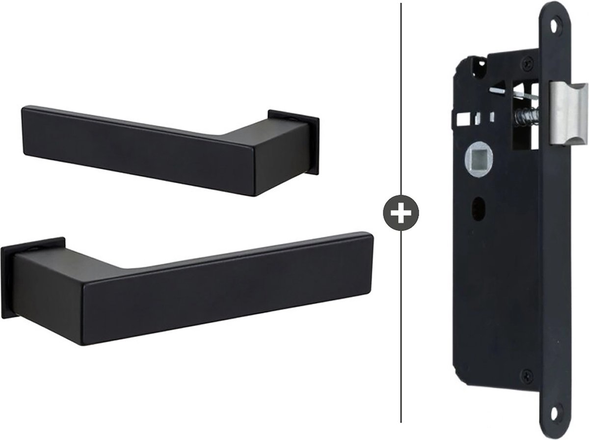 ELIOT® Deurklink op minimalistisch rozet - met insteekslot - mat zwart - ideaal voor Slimseries deuren (Skantrae) - minirozet