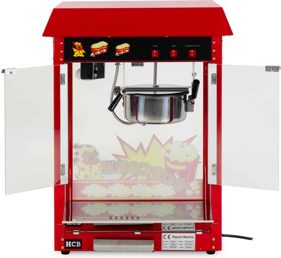 HCB® - Professionele Luxe Popcorn machine - 230V - Popcornmachine - Rood - Horeca Popcornmaker - 15.5 kg - 6247 — afbeelding 4