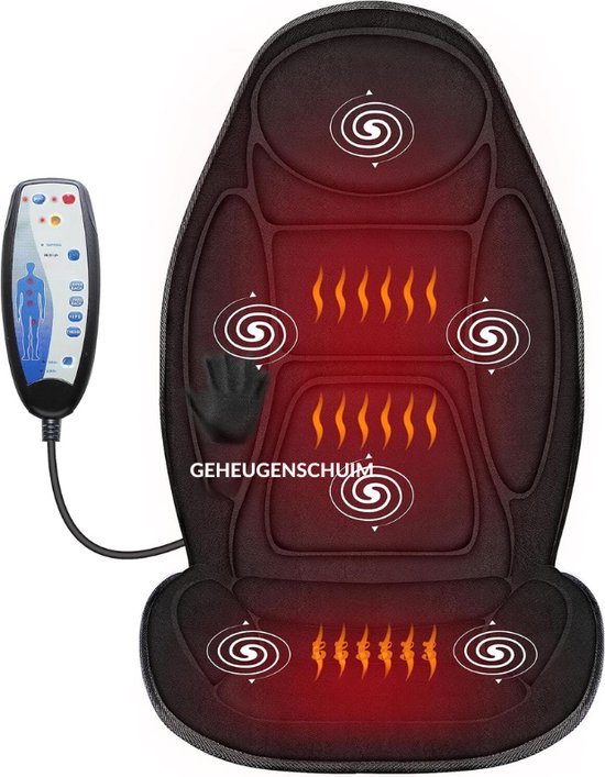 Foto: Traagschuim massagekussen met warmte en vibratiemassage rug en nekmassageapparaat voor thuis en kantoor comfortabel zitkussen perfect cadeau voor mannen en vrouwen zwart