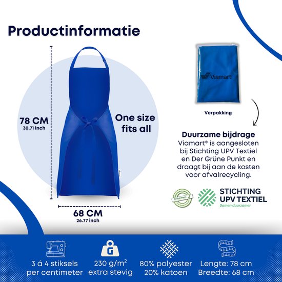 Apron Shop - Tablier de cuisine professionnel - Tablier de cuisine - Tablier de barbecue - Restauration - Taille : taille unique - Bleu ciel