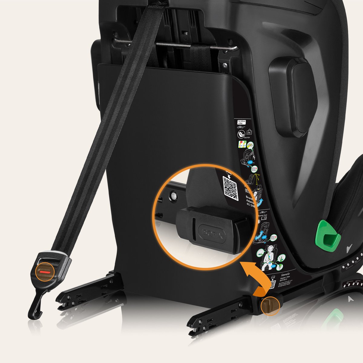 Lionelo Harper i-Size - Autostoel - 9 tot 36 kg (1,5-12 jaar / Groep 1 2 3 / 76-150 cm) - met ISOFIX - Krachtige Zijbescherming – Interne Gordels tot 125 cm (ca. 6 jaar) – Geventileerde Stoelschaal Autostoeltje - Universele Pasvorm voor elke Auto thumbnail 5