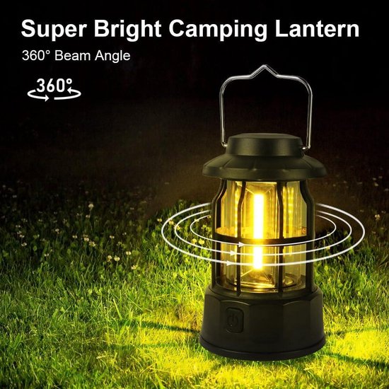 Tentverlichting Retro campinglantaarns - Draagbare campingverlichting op batterijen - IPX4-waterdicht - Vintage COB-hangtentlamp voor buiten - Wandelen in de tuin - Noodgeval — afbeelding 3