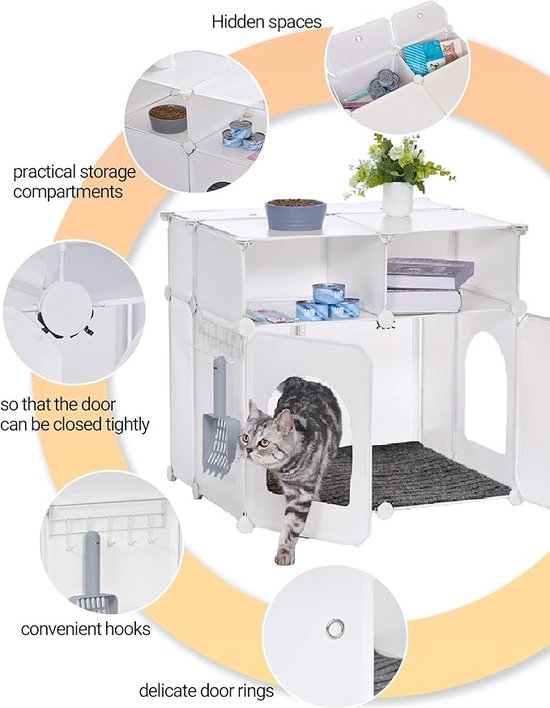 kattentoilet kattenbakkast kattenkast 1,47x0,46x0,45m zwart