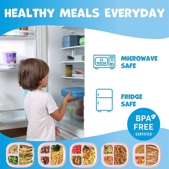 Boîte à Lunch Bento Enfants Umami - 3 Compartiments, étanche, Sans BPA - Pour école, Pique-nique, Garderie - 3 à 9 Ans Boîte Repas Compartiments