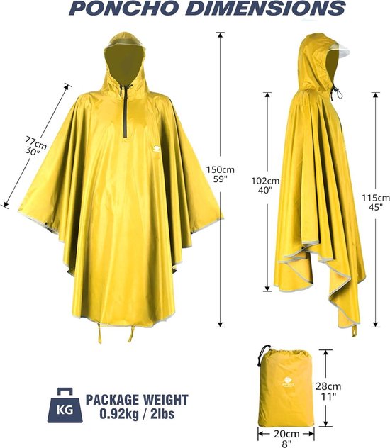 OPAMOO Poncho De Pluie Léger Et Réutilisable Avec Capuche - Imperméable, Respirant, Idéal Pour Randonnée, Vélo, Moto, Camping Et Festivals