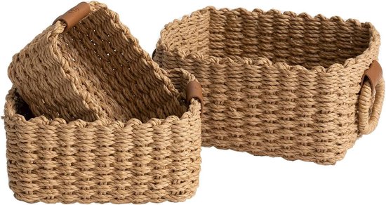 Arpan Panier de Rangement en Corde de Papier Naturel avec Couvercle Taille S