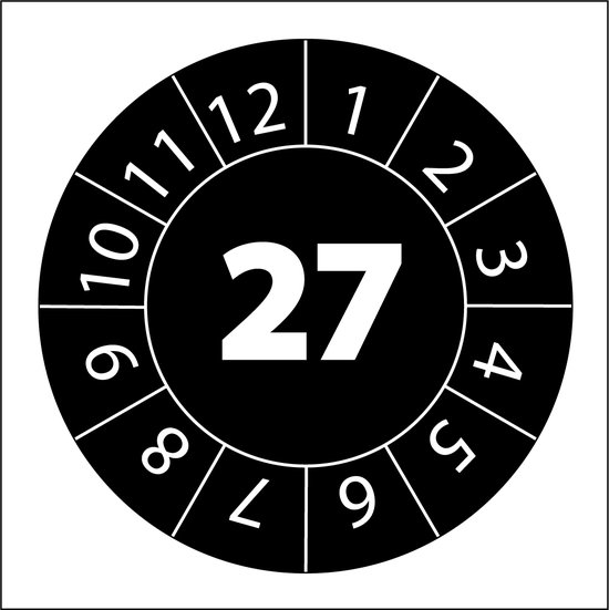 Rood | 50x Keuringssticker met jaartal | 30 mm Rond | 5 sticker op een ...