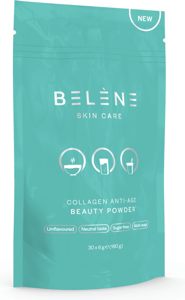 Goedkoopste Belène Collagen Anti-Age Beauty Powder | 180 gram Collageenpoeder | Mooie & Jonger Uitziende Huid – Mooi Haar & Nagels | Collageen – Vitamines B2, C, E – Zink