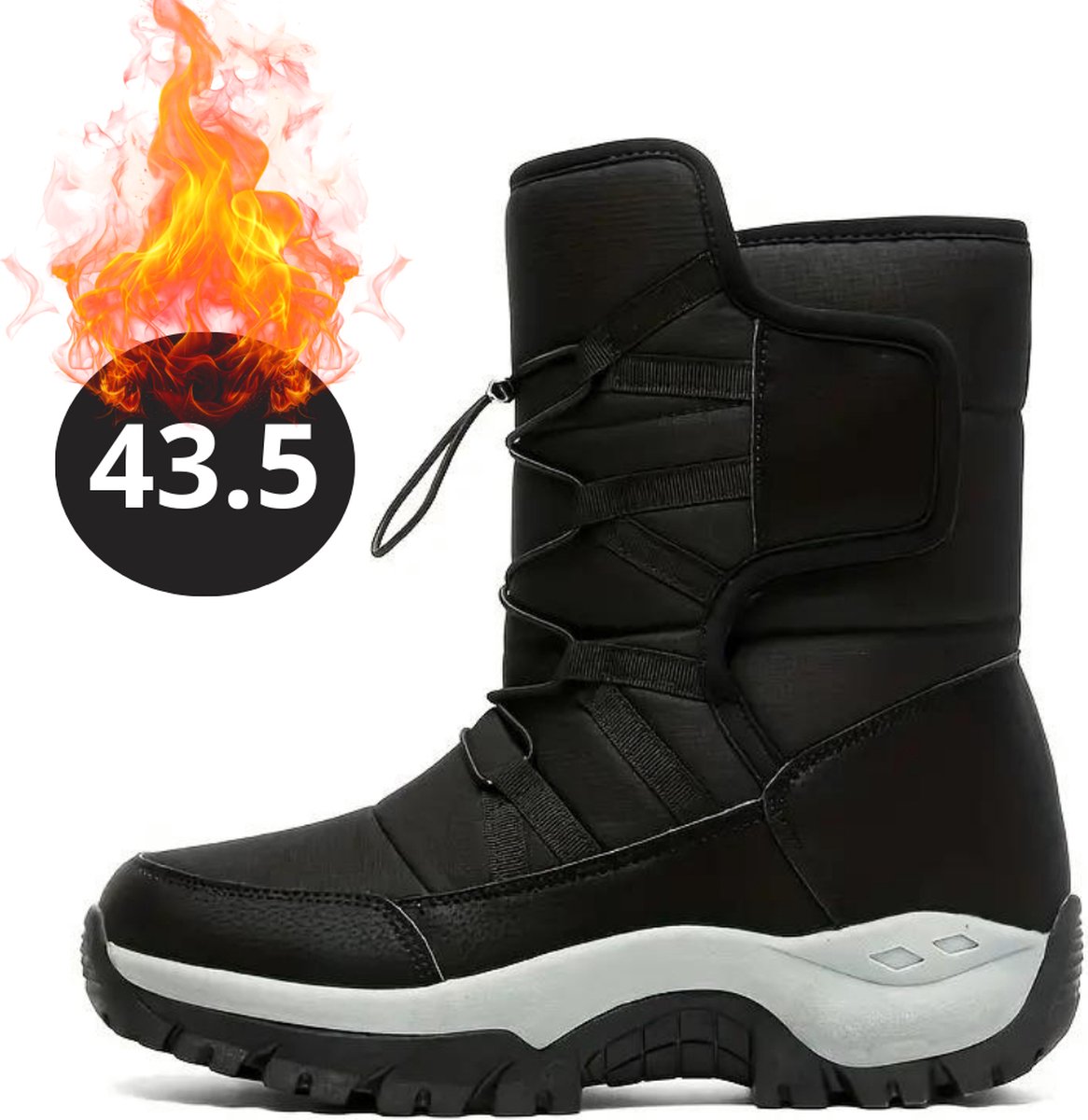 Bovista Snowboots Sneeuwschoenen Sneeuwboots Heren Wintersport Ski Skischoenen – 43.5 Fleece Zwart