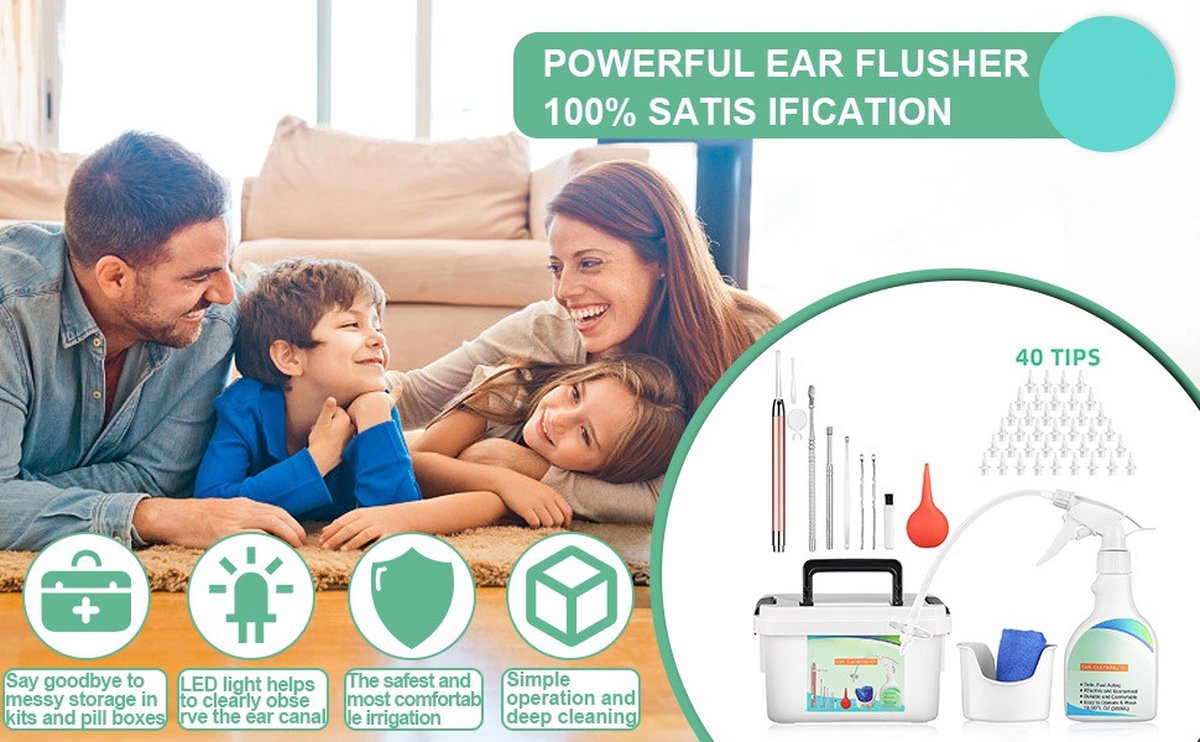 Kit De Nettoyage D’oreilles à Domicile - Douche Auriculaire Avec Pulvérisateur - Pour Adultes Et Enfants