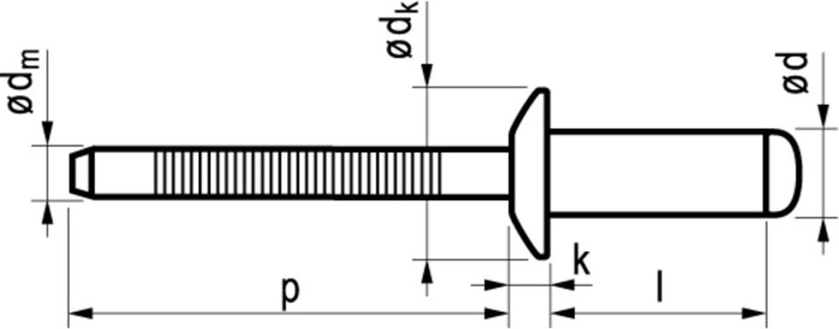Masterfix blindklinknagel 4,8x10mm RVS (Per 500 stuks)