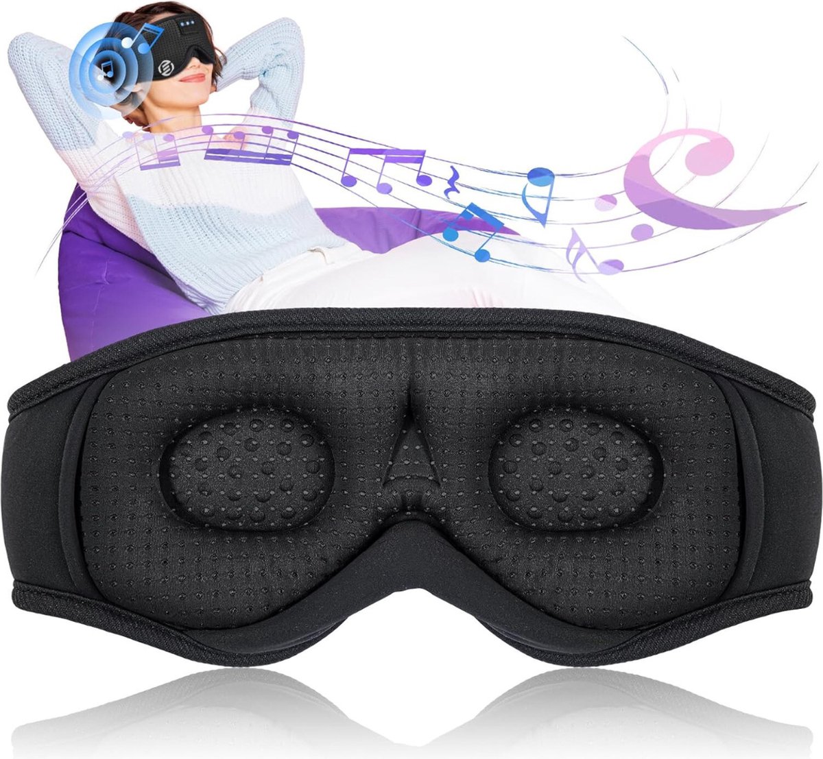 Equivera Slaapmasker Bluetooth - Slaap Koptelefoon - Hoofdband met Speakers - Mannen en Vrouwen - Slaapmasker met Speakers - 100% Verduisterend - Incl. White Noise en Binaural Beats