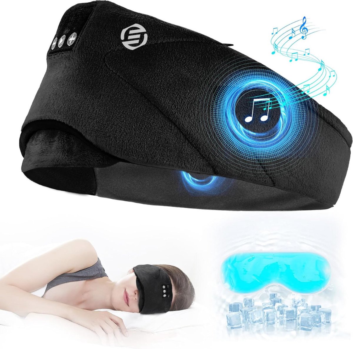 Equivera Slaapmasker Bluetooth - Slaap Koptelefoon - Hoofdband met Speakers - Mannen en Vrouwen - Slaapmasker met Speakers - 100% Verduisterend - Incl. White Noise en Binaural Beats