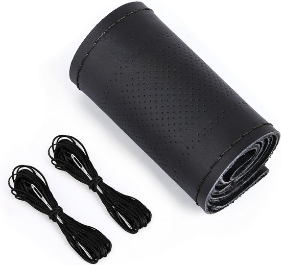 Stuurwielhoes voor de auto - Premium microvezelleer - Universele maat 38 cm (15 inch