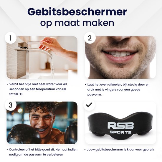 Gebitsbeschermer Vechtsport – Bitje Kickboksen Volwassenen – Boksen – MMA – Hockey – Rugby - Incl Opbergdoosje - Zwart