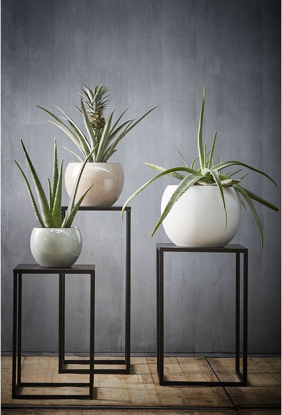 Mica Décorations Table Goa - Noir - Lot de 2 - grande : 30x30x70 cm, petite : 25x25x60 cm