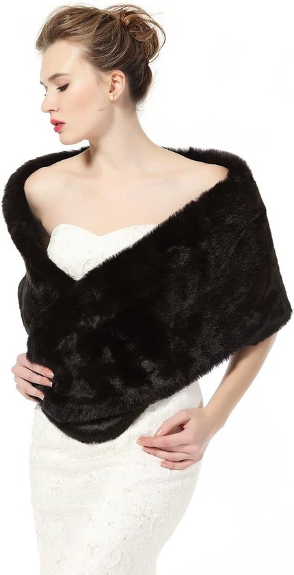 Sjaal Stola van Imitatiebont Faux Fur - Bruid Avondje Uit Bolero Bont Dames Vrouwen - Bruiloft Feestelijk Kerstmis Halloween Met BELUTELICATE.