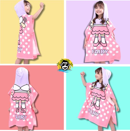 BoefieBoef Kinder Badponcho - Baby Badcape - Microfiber Kleuter Badjas Met Capuchon - Kerst Cadeau - Peuter Strandponcho Voor Kinderen tot 6 jaar - 60x90cm - Fee Sprookje Roze - jongens - meisje - Peuter - Zomer - Strandlaken - Surfponcho van BoefieBoef — afbeelding 4