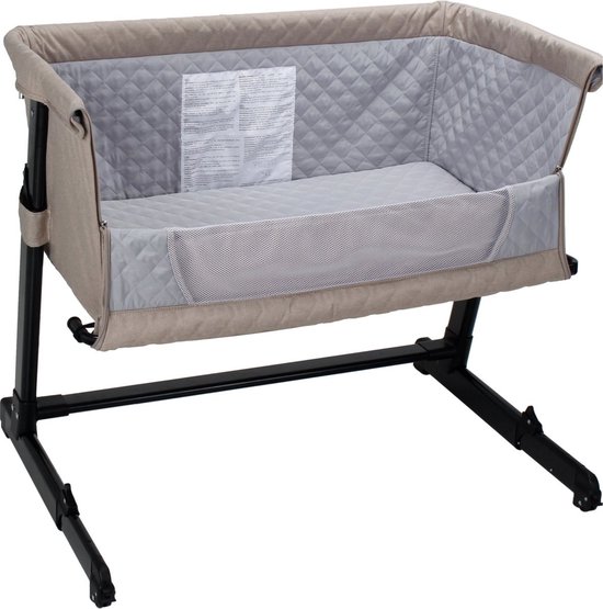 X Adventure Co Sleeper / Baby Bed tot 9 kg – Wieg In Hoogte Verstelbaar & Met Wieltjes - Beige