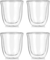 Bol.com House of Husk Dubbelwandige Koffie Glazen - Theeglazen - Koffieglazen - Borosilicaat Glas - 150ML - 4 Stuks aanbieding