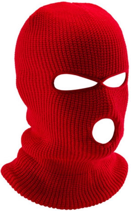 Bivakmuts Driegats I Facemask I Skimuts I Bivak I I Wintersport I Motor/Schooter/Fiets Muts I Universeel / One Size I Rood