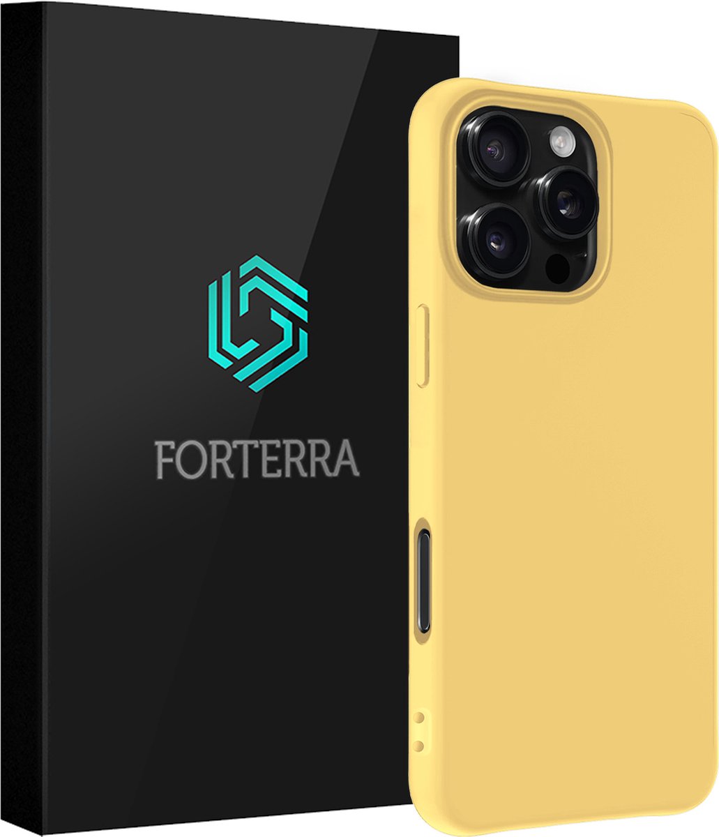 Hoesje Geschikt voor Apple iPhone 16 Pro Max - Sterk & Shockproof - Siliconen Case - Hoes Cover - Geel