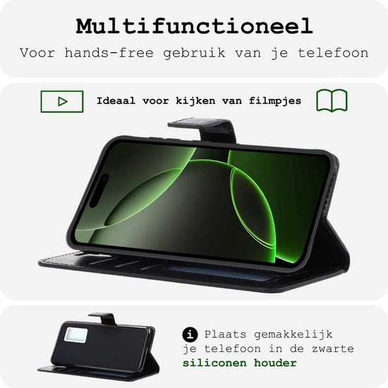 Étui adapté pour iPhone 16 Pro Case Bookcase Cover Flip Case Book Cover - Étui adapté pour iPhone 16 Pro Case Book Case Case - Zwart