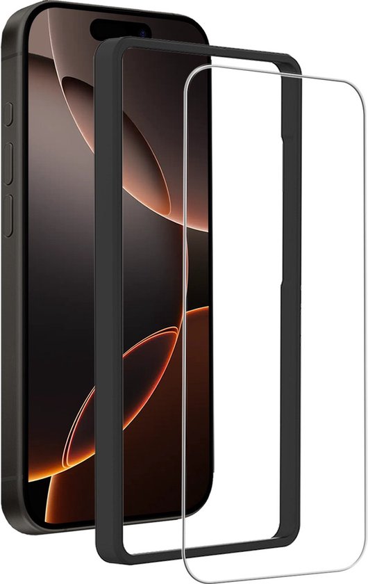 Protecteur d'écran - Convient pour iPhone 16 Pro Protecteur d'écran avec cadre de protection en Tempered Glass - Protecteur d'écran adapté pour iPhone 16 Pro Protecteur d'écran avec outil d'installation
