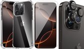 Coque adaptée pour iPhone 16 Pro - Protecteur d'écran en Glas et protecteur d'appareil photo - Transparent résistant aux chocs avec Protège-coins Extra des coins