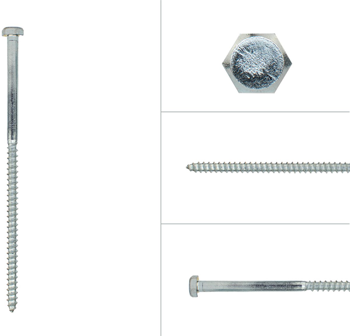 Wovar Houtdraadbouten Verzinkt M6 x 140 mm | Doos 100 stuks