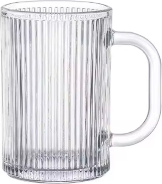 Weissberg - Verres à thé élégants - Verres design nervurés - Set de 6 verres à thé avec anse - 350 ml - Verres nervurés