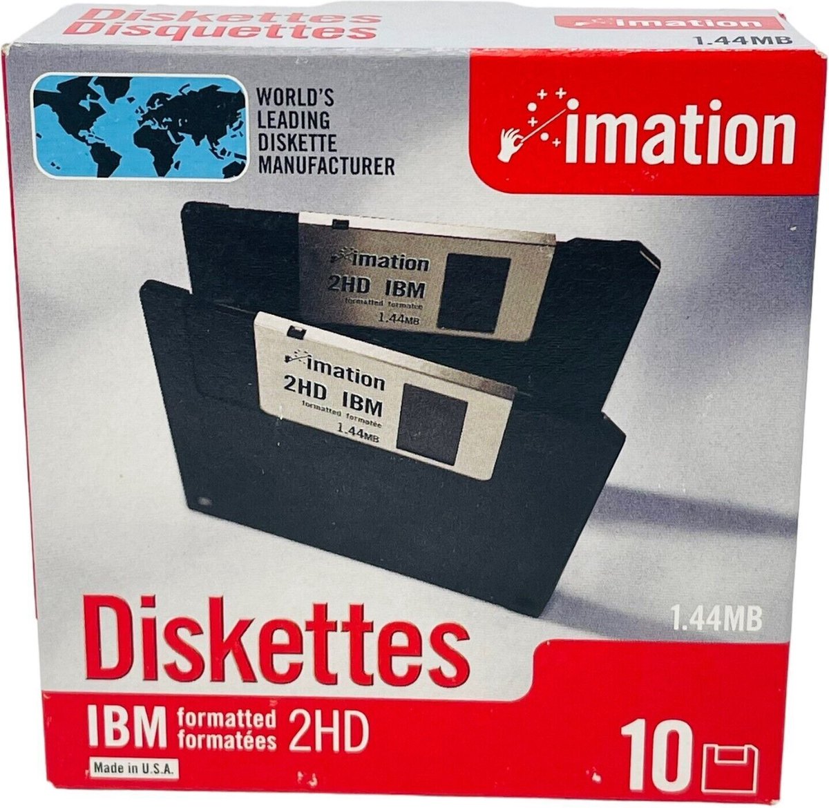 Diskettes 3,5"" 1,44 Mb PC geformateerd zwart 10 stuks (Imation)