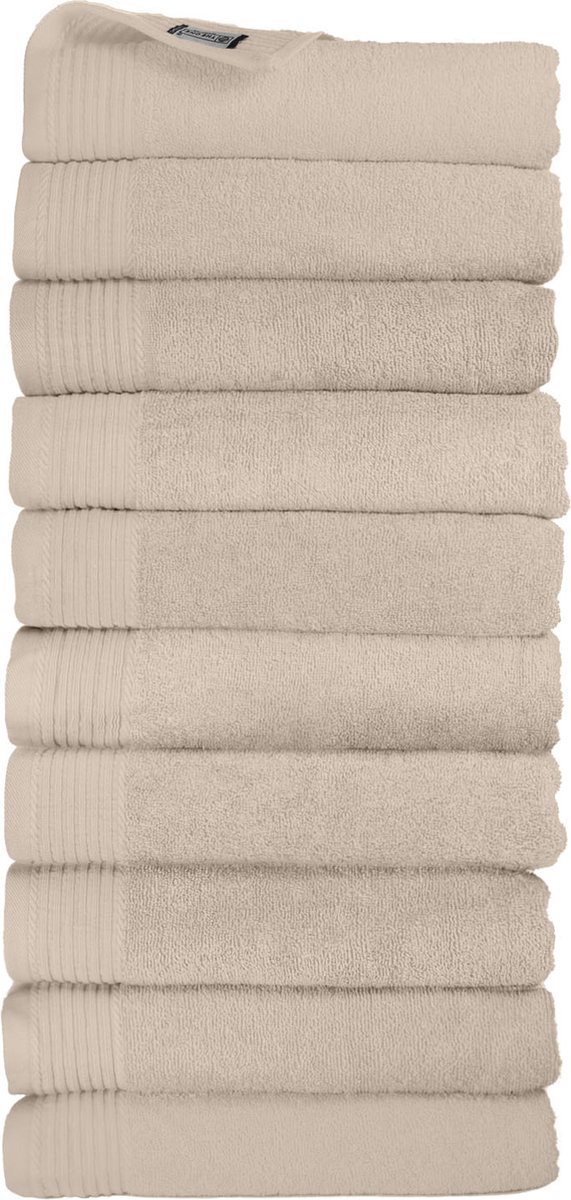 The One Towelling Classic Handdoeken - 70 x 140 cm - 10 Stuks - Voordeelverpakking - Hotelkwaliteit - 100% Gekamd katoen - Beige