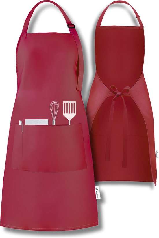 Apron Shop - Tablier de cuisine professionnel - Tablier de cuisine - Tablier de barbecue - Restauration - Taille : taille unique - Rouge bordeaux