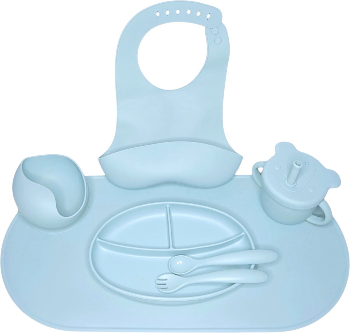 Goedkoopste Pure Luv Kinderservies- 7 delig - BPA vrij - Leren Eten - Babyserviesset Blauw - 100 Siliconen - BPA Vrij - Vriezer, Magnetron, Vaatwasserbestendig