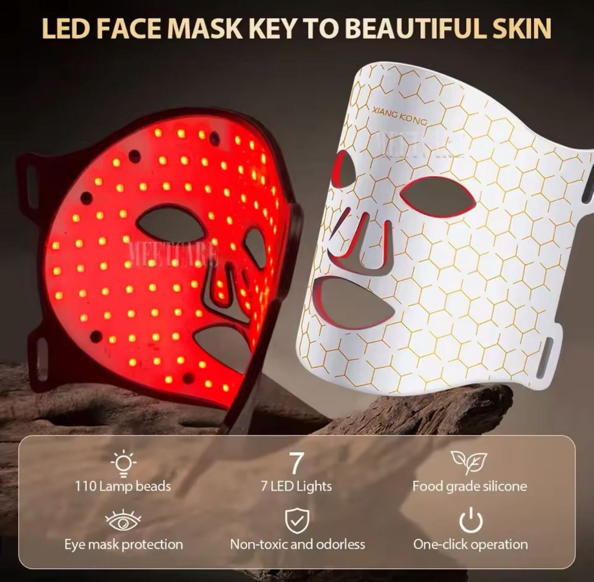 ShineBright Red Light face mask Red Light therapie 7 kleuren gezichtsmasker Rood Licht Led masker huidverzorging Acne skincare Infraroodtherapie Pigmentvlekken verwijderen Met timer