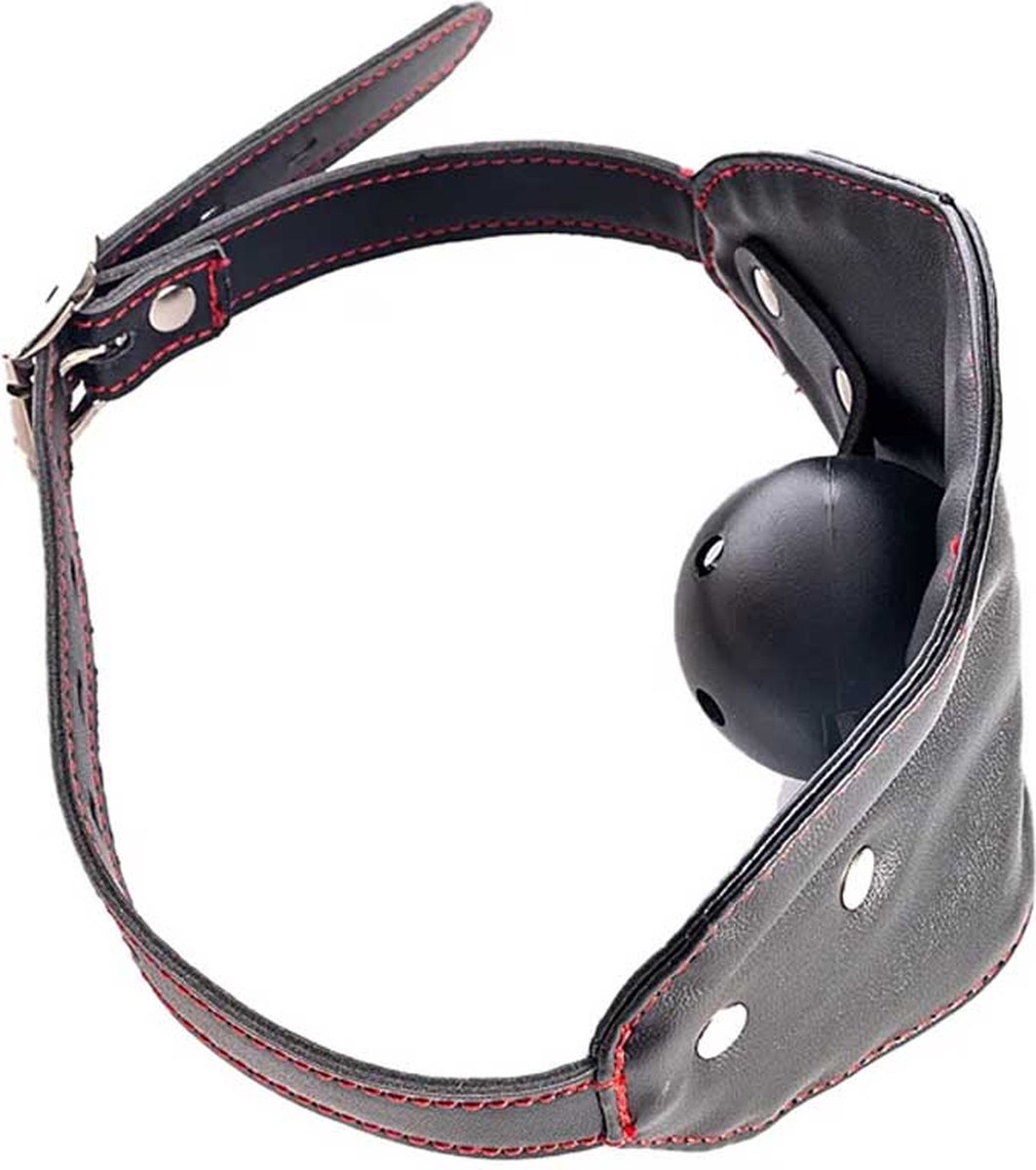 Goedkoopste BDSM Mondgag Deluxe - Verstelbaar - Leather Look - Bal Mond Gag
