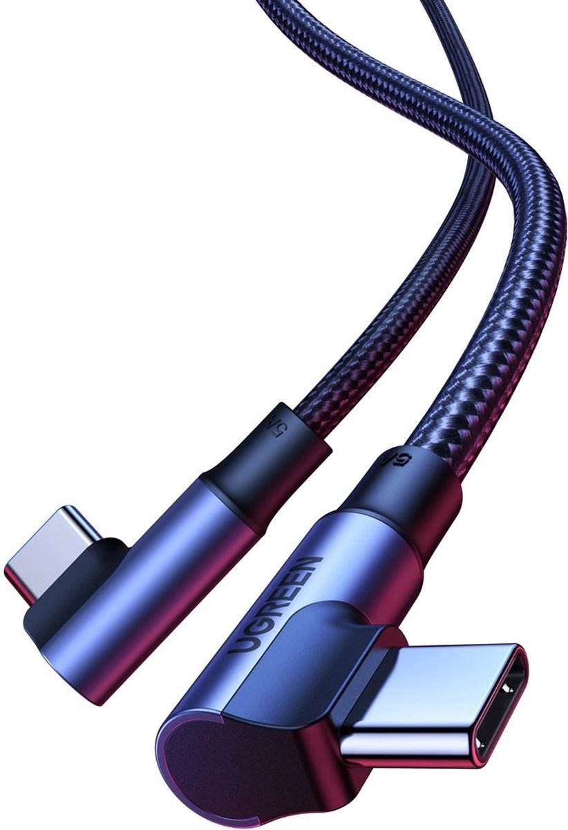 UGREEN USB C kabel 100W 2m dubbele haakse stekker 90° PD 3.0 PPS snellader MacBook iPhone Galaxy iPad - Afbeelding 3