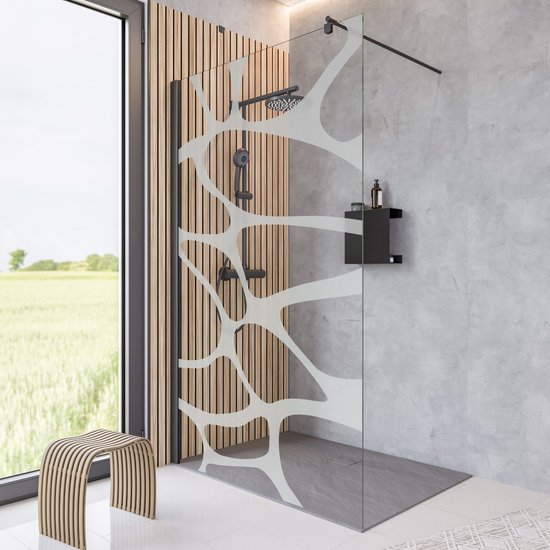 Douche à l'italienne Schulte - 100x200 - 6mm - décor galets - profil clip noir - anticalcaire