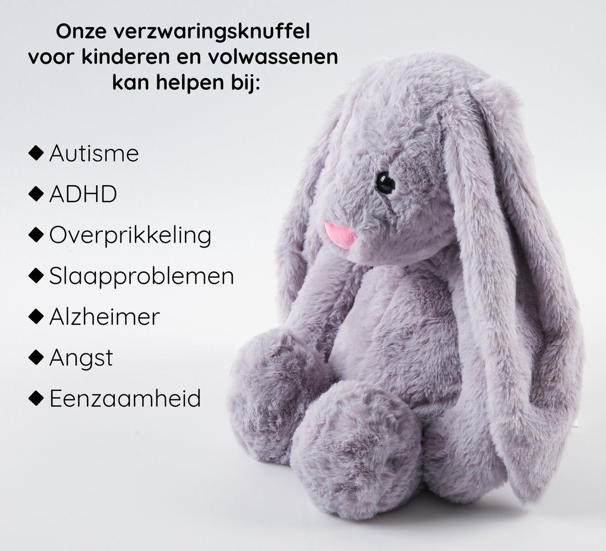 D-essentials Knuffelvriendjes - Verzwaringsknuffel - Verzwaarde knuffel 1.8 kg - Zware knuffel anxiety voor volwassenen en kind - Weighted stuffed animal - Sensorisch speelgoed - Plushie - Verzwaringskussen — afbeelding 5