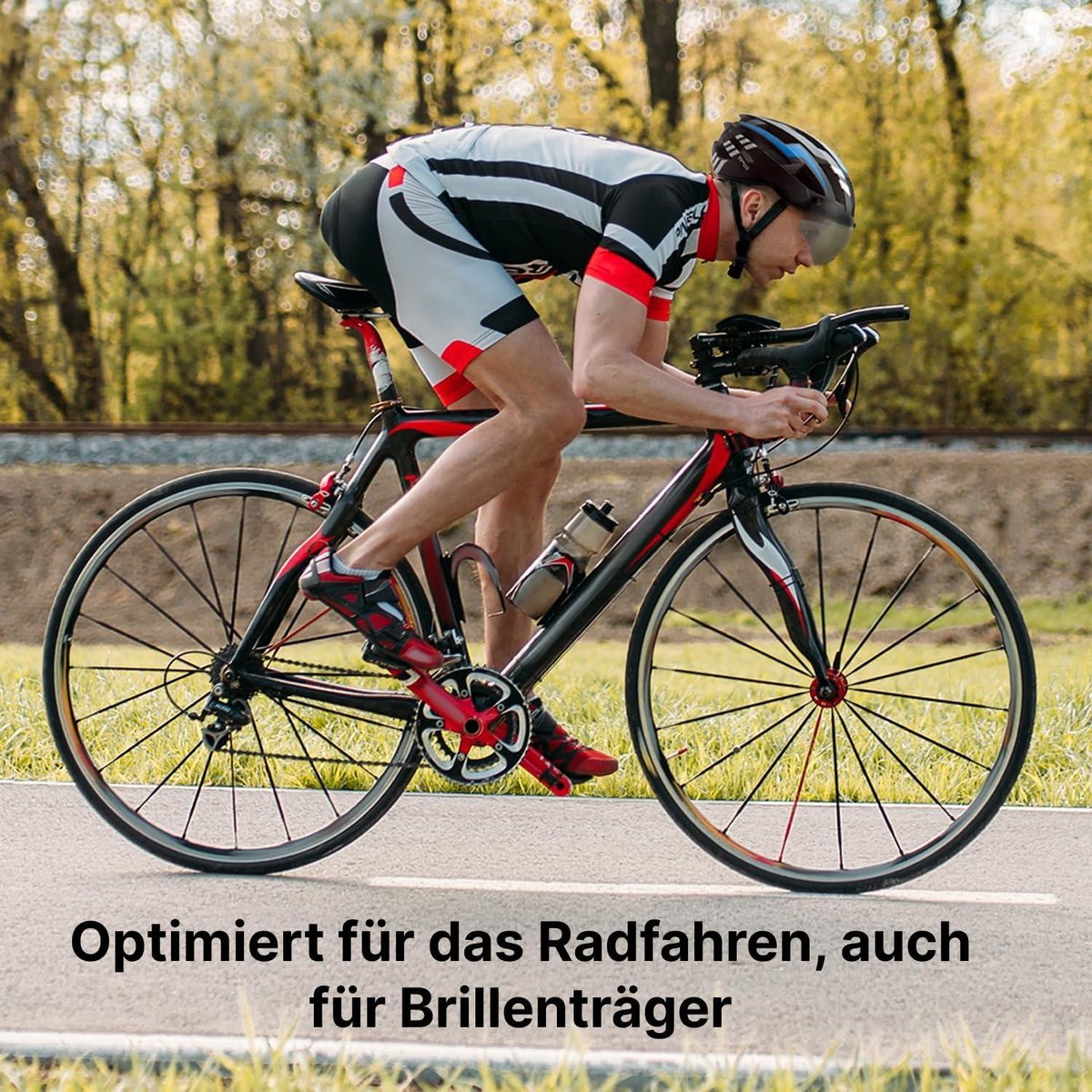 3 in 1 fietshelm met maximale ventilatie en LED licht - 2 magnetische vizieren - transparant en zonnevizier - CE gecertificeerd - racefiets - Maat M