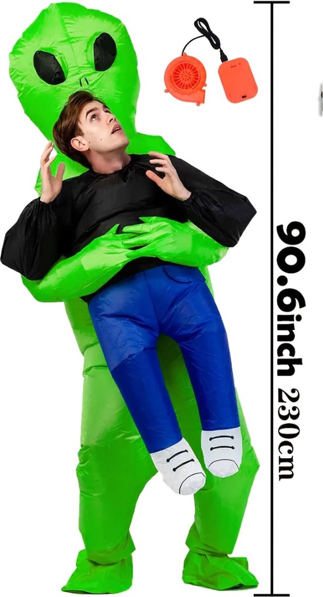 Bovista Halloween Kostuum - Halloween Outfit - Volwassenen - Alien - Opblaasbaar Alien Kostuum - Costume - Carnaval